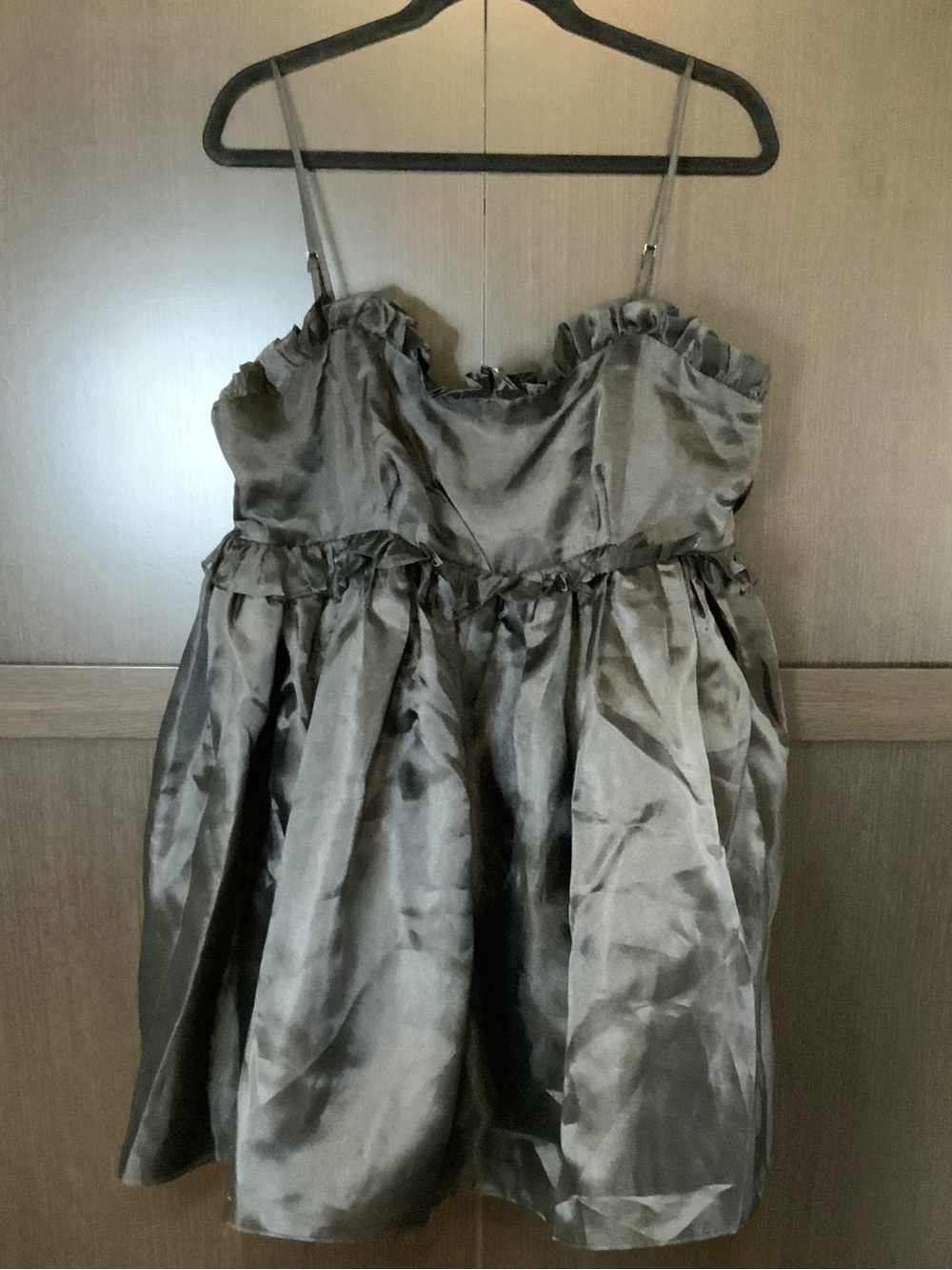 BiBi Black Satin Spaghetti Strap Dress